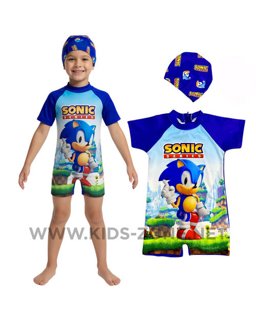 Maillot Garçon Sonic the Hedgehog (Combishort avec Bonnet) - Kids Zone Tunisie
