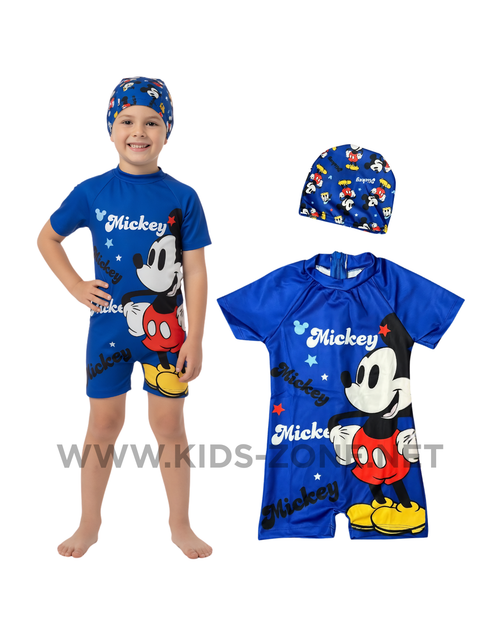 Maillot Garçon Mickey Mouse (Combishort avec Bonnet) - Kids Zone Tunisie