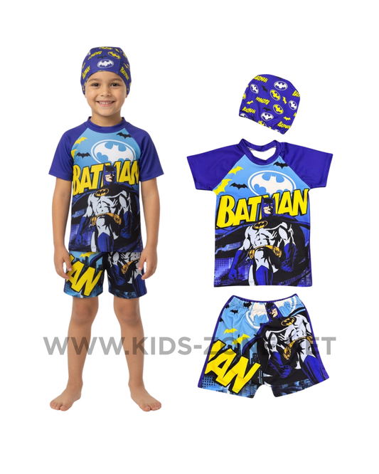 Maillot Garçon Batman Deluxe (3 Pièces avec Bonnet) - Kids Zone Tunisie