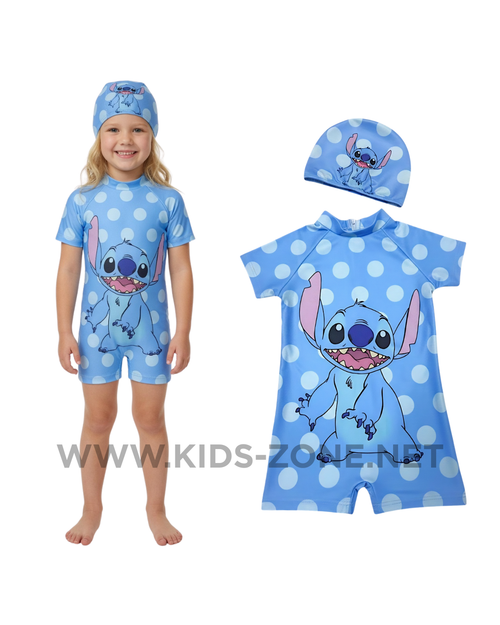 Maillot Fille Stitch Aloha Tropical (Combishort avec Bonnet) - Kids Zone Tunisie