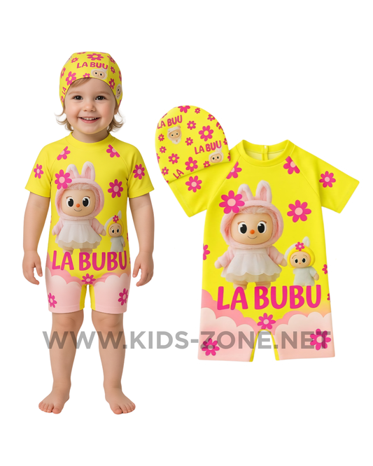 Maillot Fille Labubu Soleil (Combishort avec Bonnet) - Kids Zone Tunisie