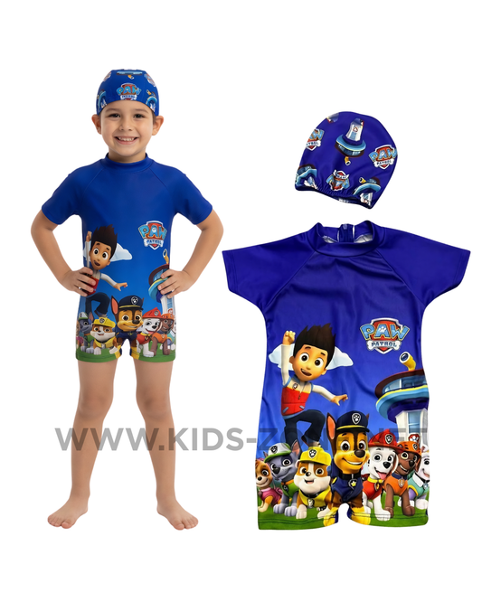 Maillot Garçon Patrouille (Combishort avec Bonnet) - Kids Zone Tunisie
