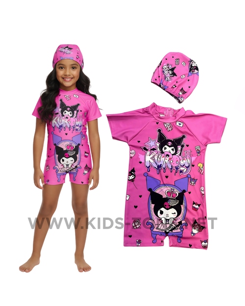 Maillot Fille Kuromi Pop & Chic (Combishort avec Bonnet) - Kids Zone Tunisie