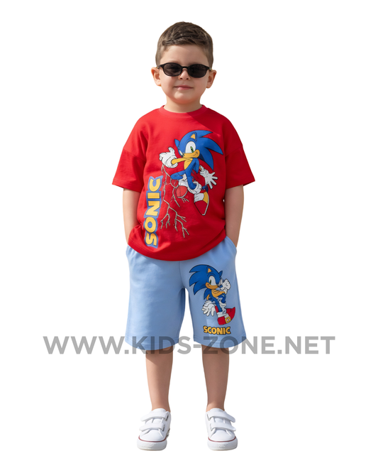 Ensemble Garçon Sonic 100% Coton (T-Shirt & Short) - Kids Zone Tunisie