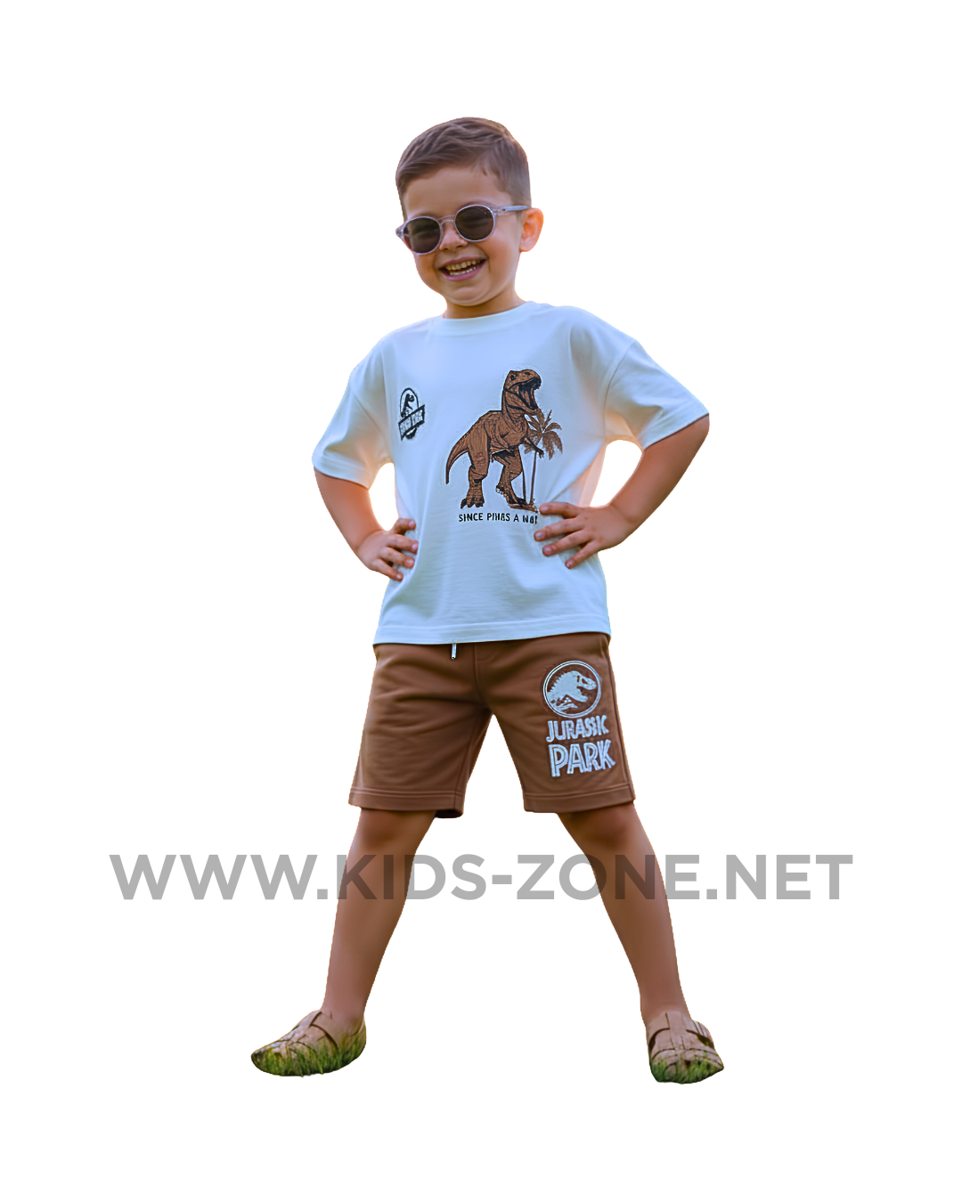 Ensemble Garçon Dinosaure 100% Coton (T-Shirt & Short) - Kids Zone Tunisie