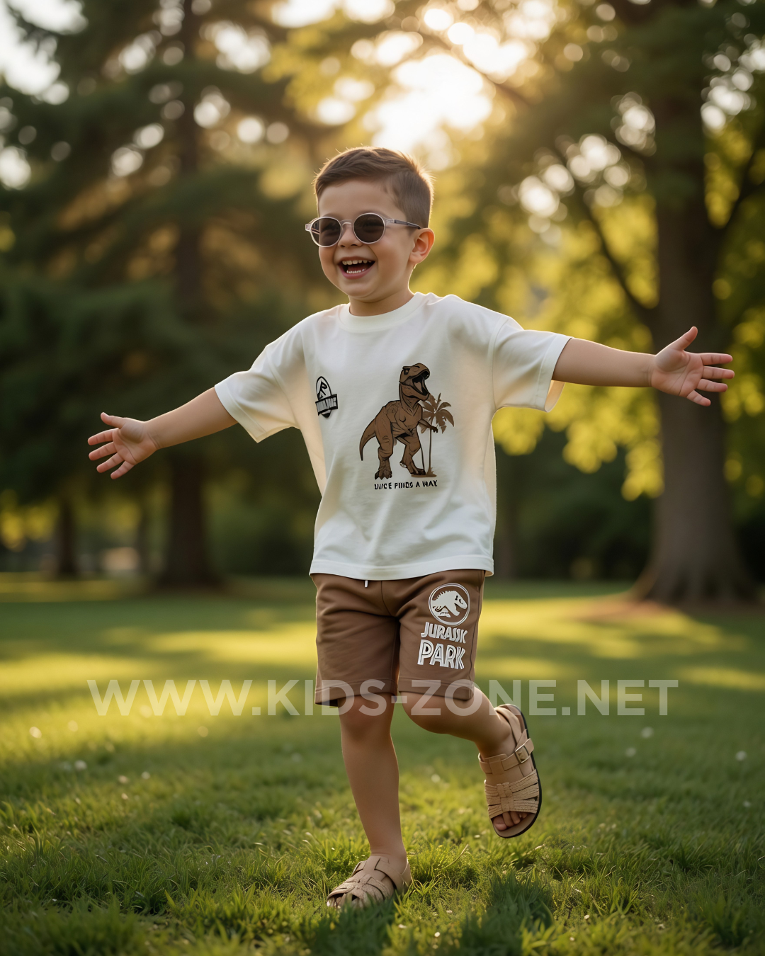 Ensemble Garçon Dinosaure 100% Coton (T-Shirt & Short) - Kids Zone Tunisie