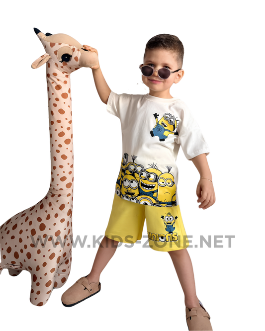 Ensemble Garçon Minions 100% Coton (T-Shirt & Short) - Kids Zone Tunisie