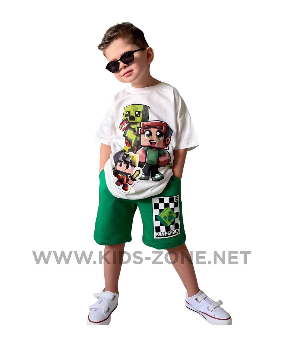 Ensemble Garçon Minecraft 100% Coton (T-Shirt & Short) - Kids Zone Tunisie