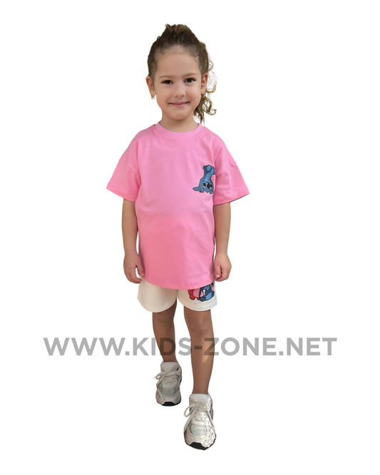 Ensemble Fille Stitch 100% Coton (T-Shirt & Short) - Kids Zone Tunisie