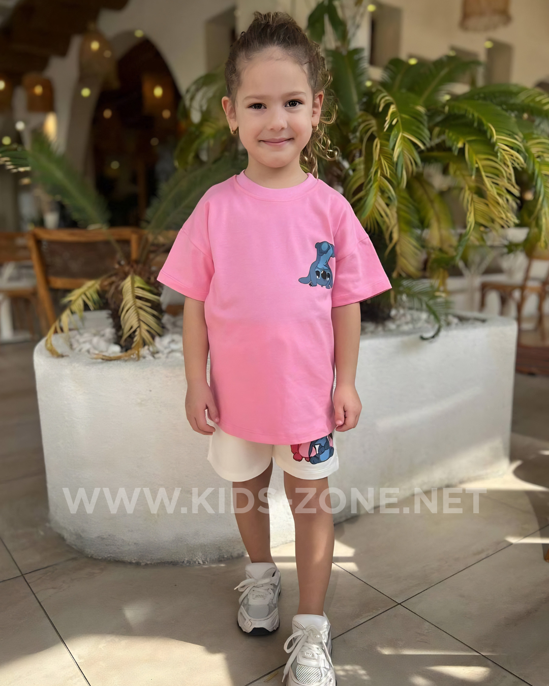 Ensemble Fille Stitch 100% Coton (T-Shirt & Short) - Kids Zone Tunisie