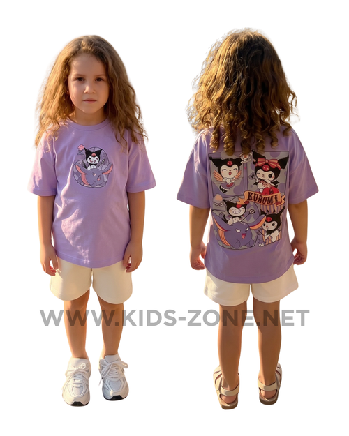 Ensemble Fille Kuromi 100% Coton (T-Shirt & Short) - Kids Zone Tunisie