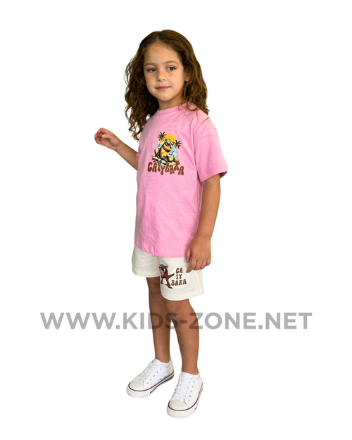 Ensemble Fille Surf Cats 100% Coton (T-Shirt & Short) - Kids Zone Tunisie
