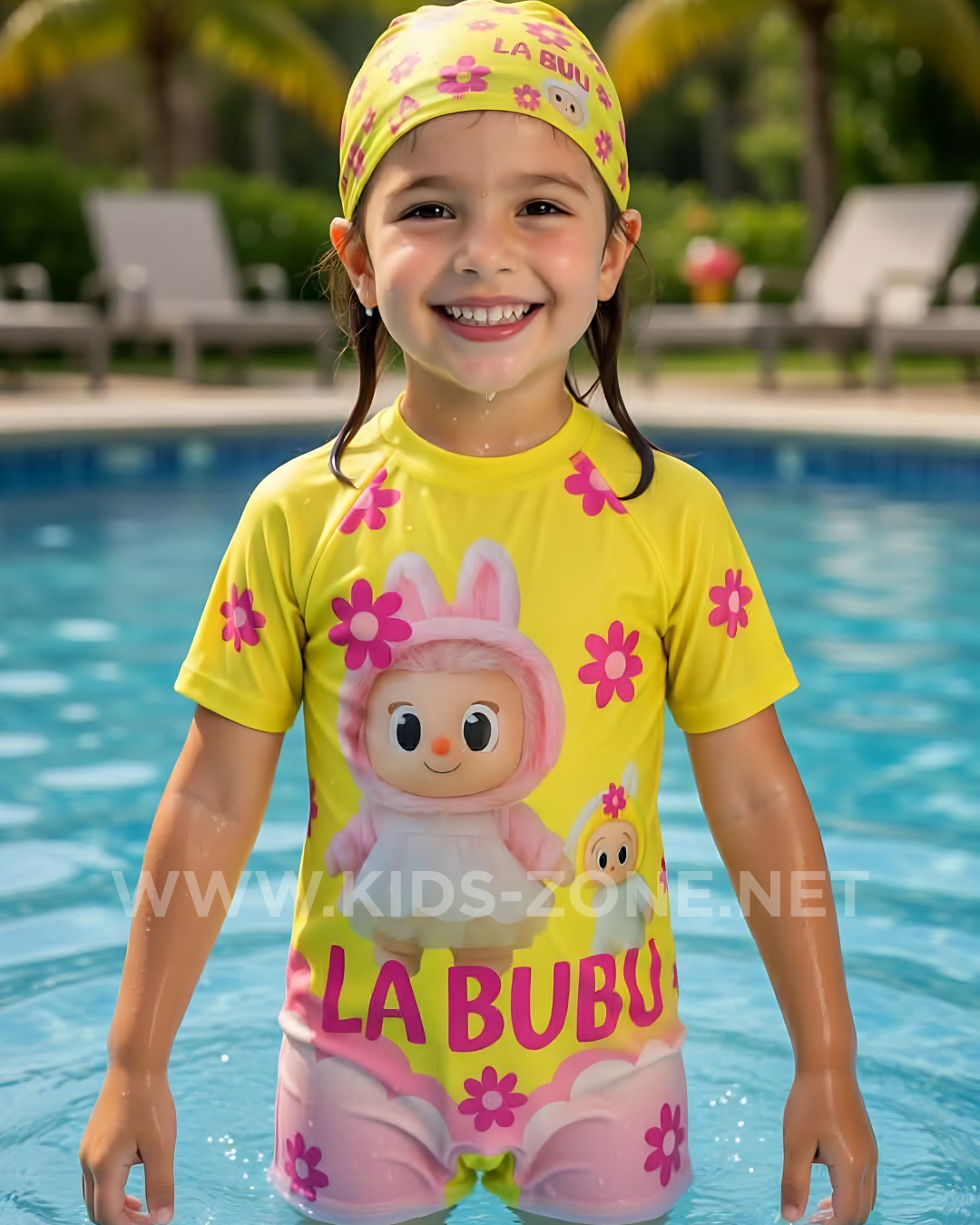 Maillot Fille Labubu Soleil (Combishort avec Bonnet) - Kids Zone Tunisie