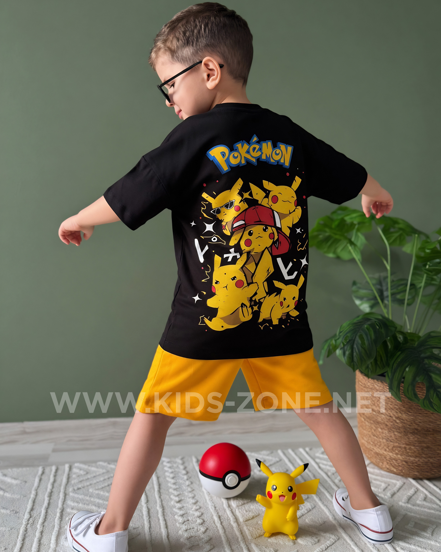 Ensemble Garçon Pokémon Pikachu 100% Coton (T-Shirt & Short) - Kids Zone Tunisie