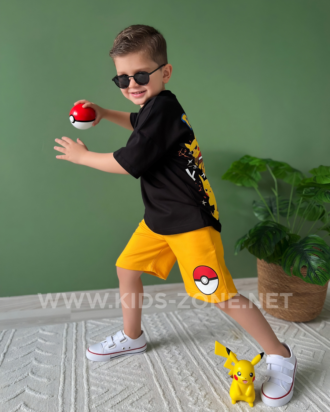 Ensemble Garçon Pokémon Pikachu 100% Coton (T-Shirt & Short) - Kids Zone Tunisie