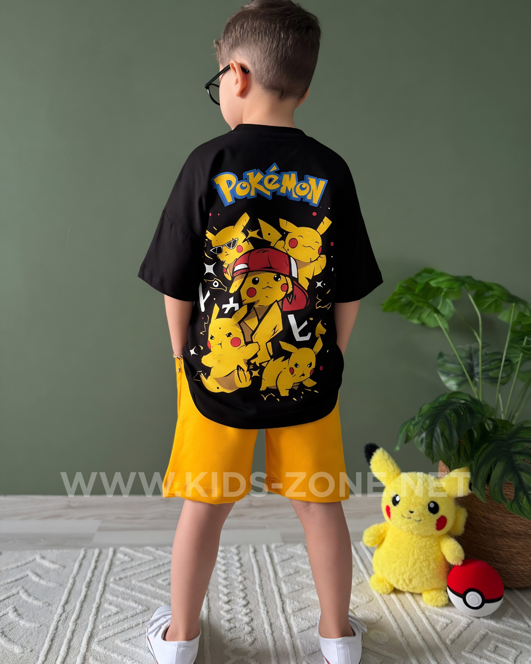 Ensemble Garçon Pokémon Pikachu 100% Coton (T-Shirt & Short) - Kids Zone Tunisie