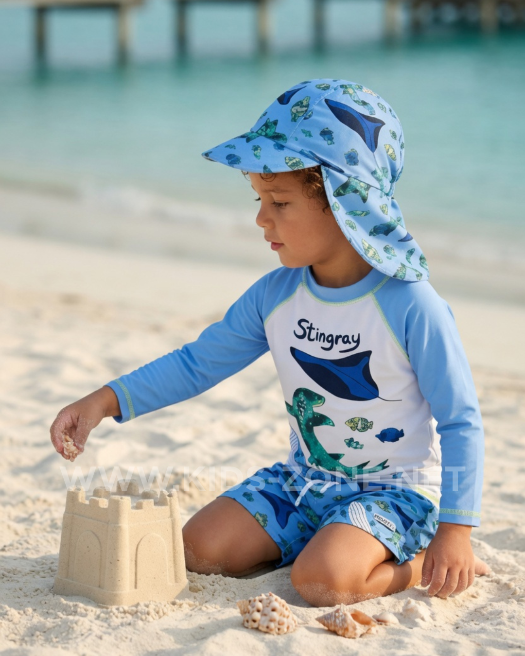 Maillot Garçon Stingray Coton Delux (Ensemble 3 Pièces avec Chapeau) - Kids Zone Tunisie