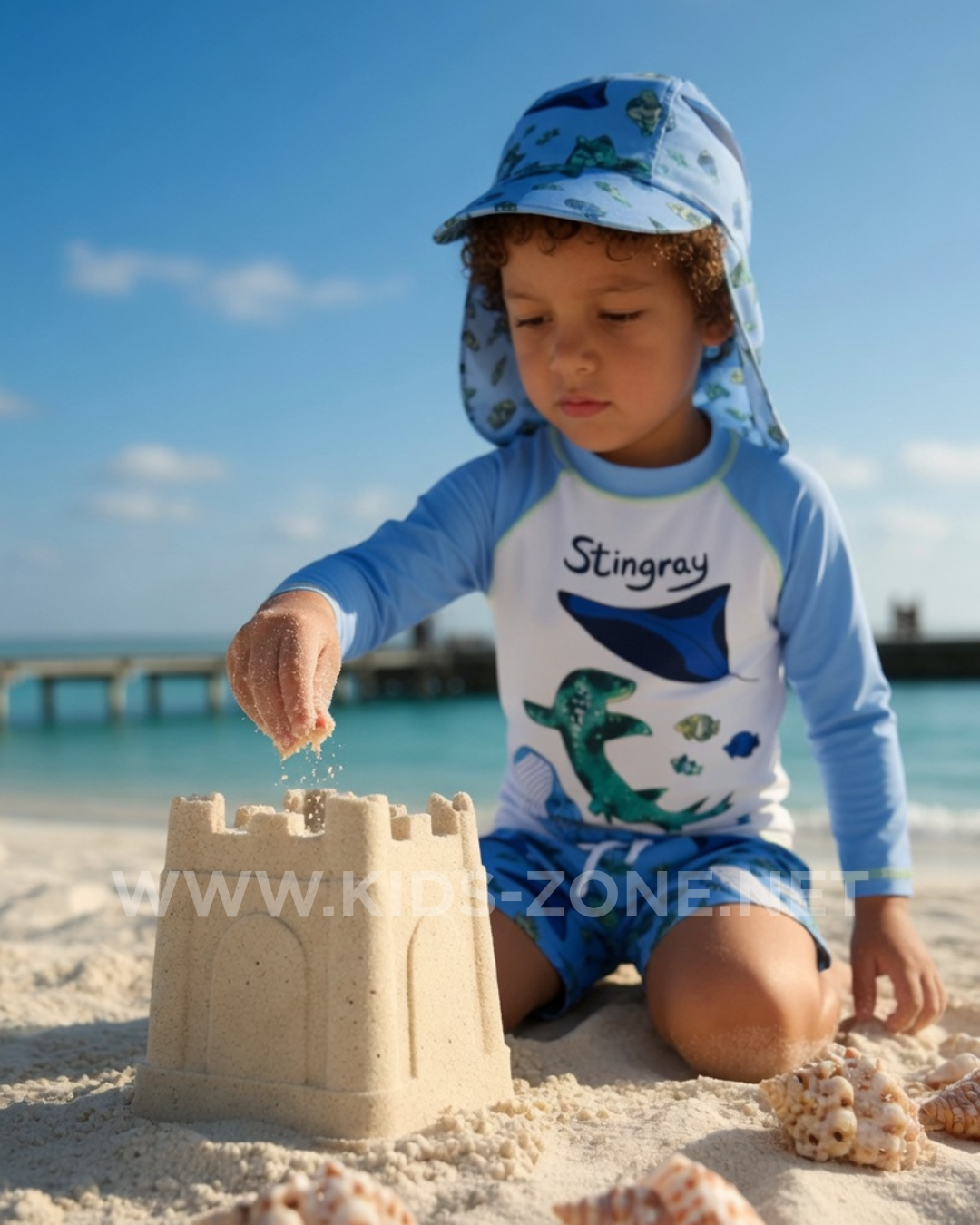 Maillot Garçon Stingray Coton Delux (Ensemble 3 Pièces avec Chapeau) - Kids Zone Tunisie