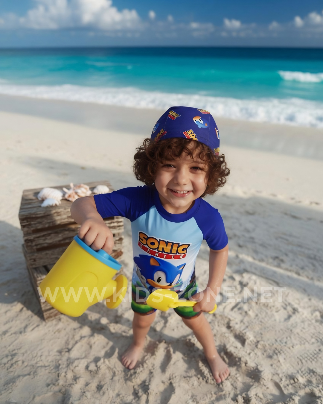 Maillot Garçon Sonic the Hedgehog (Combishort avec Bonnet) - Kids Zone Tunisie