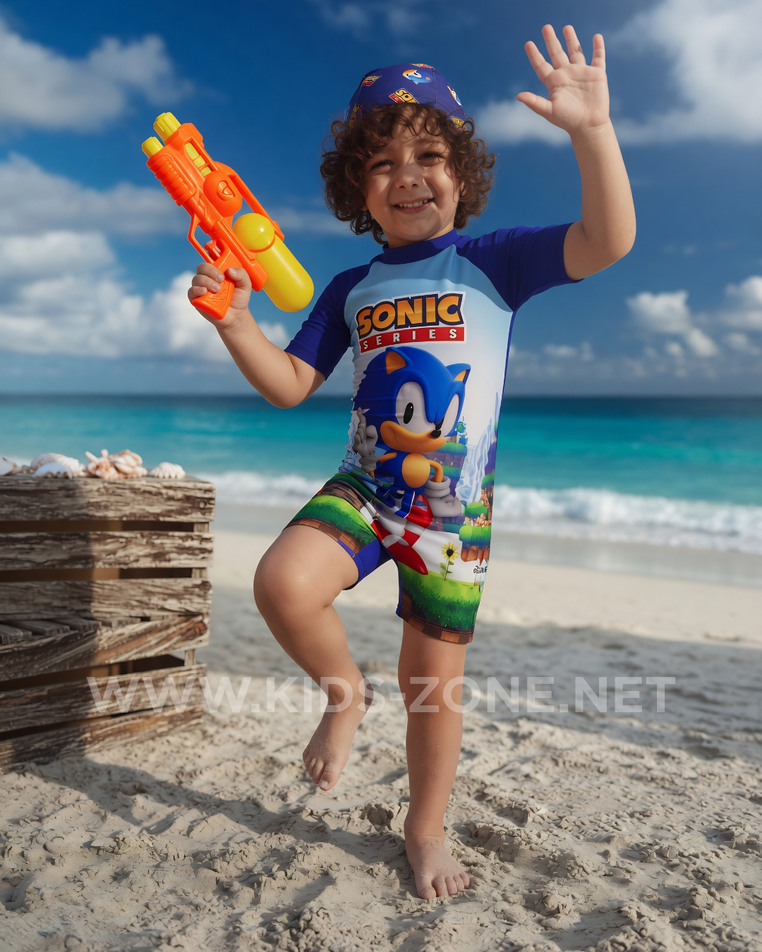 Maillot Garçon Sonic the Hedgehog (Combishort avec Bonnet) - Kids Zone Tunisie