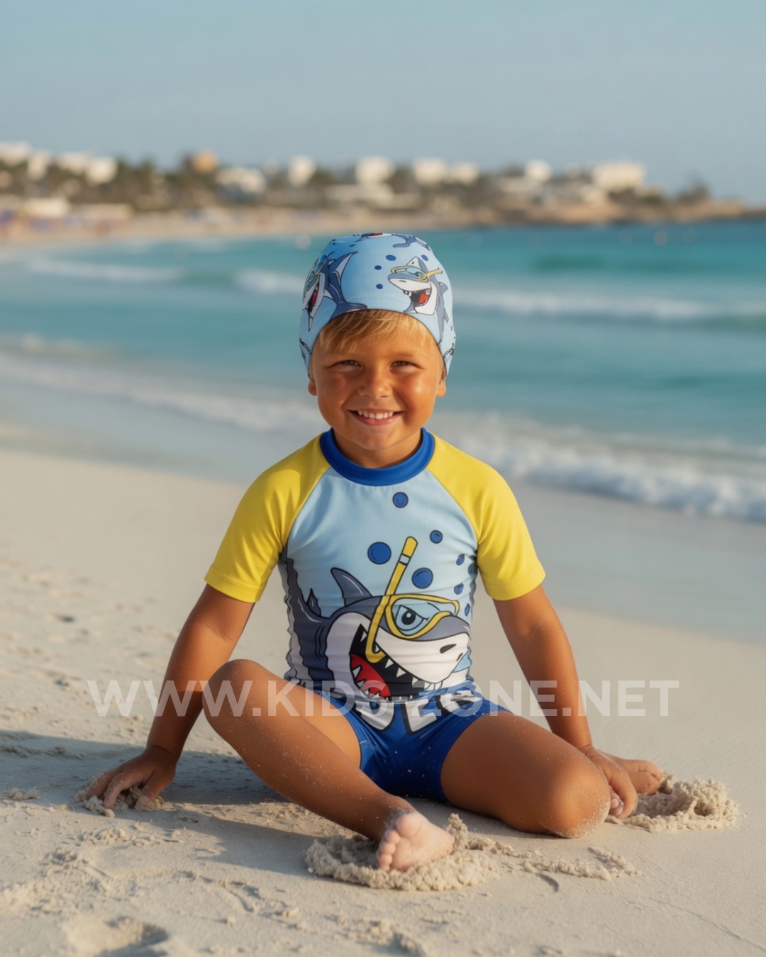 Maillot Garçon Requin Diver (Combishort avec Bonnet) - Kids Zone Tunisie