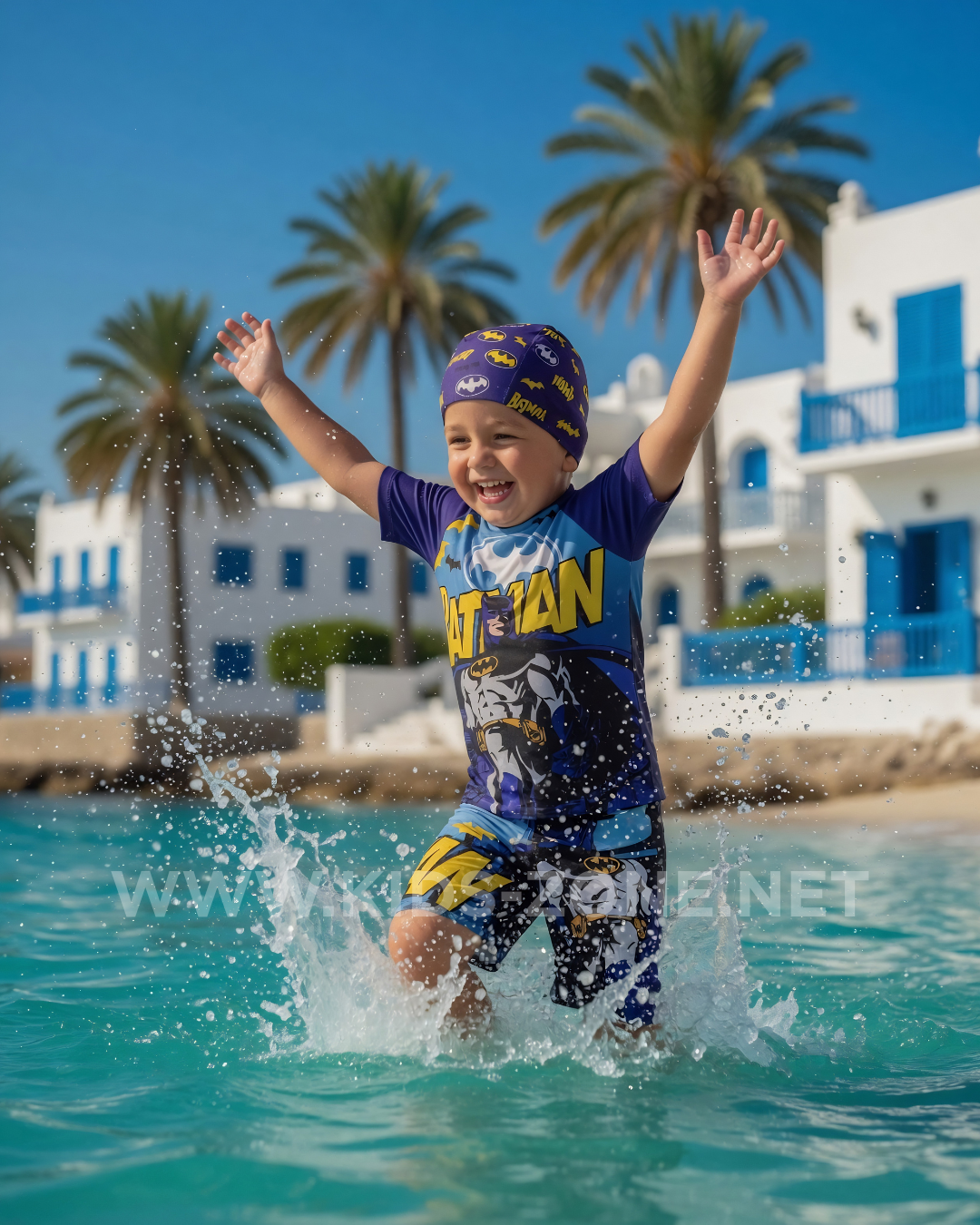 Maillot Garçon Batman Deluxe (3 Pièces avec Bonnet) - Kids Zone Tunisie
