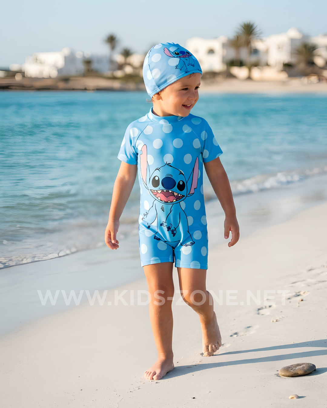 Maillot Fille Stitch Aloha Tropical (Combishort avec Bonnet) - Kids Zone Tunisie