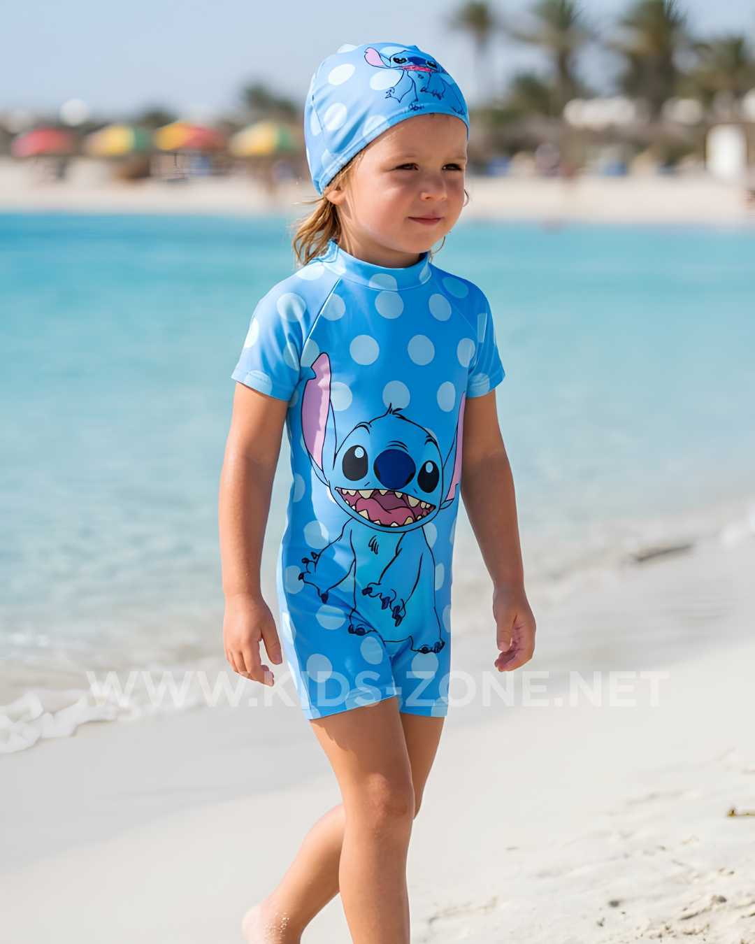 Maillot Fille Stitch Aloha Tropical (Combishort avec Bonnet) - Kids Zone Tunisie