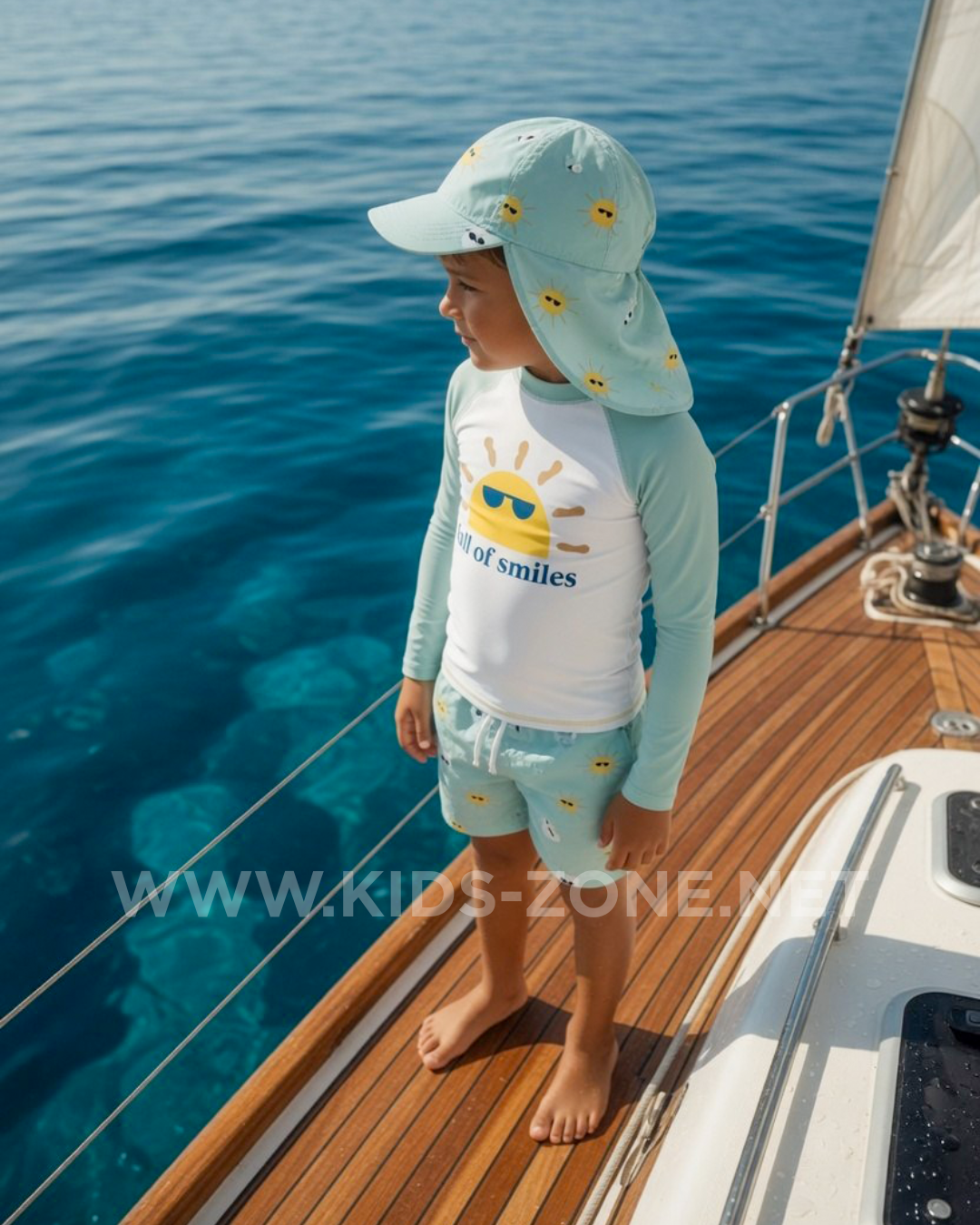 Maillot Garçon Coton Delux Full of Smiles (Ensemble 3 Pièces avec Chapeau) - Kids Zone Tunisie